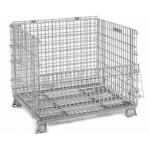 Medium Duty 600lbs Collapsible Wire Container With Half Drop Gate Cold Galvanized Surface for sale
