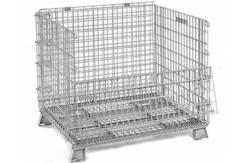 China Medium Duty 600lbs Collapsible Wire Container With Half Drop Gate Cold Galvanized Surface supplier