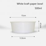500ml 750ml 1000ml 1300ml Disposable White Kraft Paper Bowl For Salad for sale