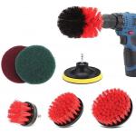 7pcs Drill Cleaning Brush Scouring Pad Attachments Medium Hard Bristles SGS for sale