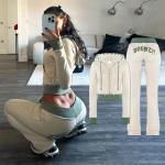 Custom Embroidery Distressed Crop Top Hoodie Joggers Set  Womens Two Piece Set for sale