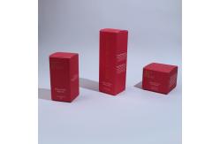 China Custom Logo Printed Packaging Skincare Boxes With Solid Red Texture Paper supplier