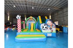 China Kids PVC Inflatable Bouncer Combo With Slide Soccer Theme Castle Playground supplier