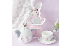 China Creative Cute Rabbit Ceramic Tableware Set Embossed Craft For Home Easter Dinnerware supplier