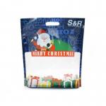 Customized Printed Stand Up Pouch Zipper Christmas Gift Wrap Bags With Handle Hole
