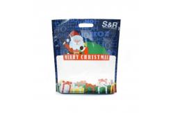 China Customized Printed Stand Up Pouch Zipper Christmas Gift Wrap Bags With Handle Hole supplier