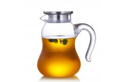 China Pyrex Clear Glass Water Pitcher With SS Infuser Lid Gourd Shaped Heat Resistant supplier