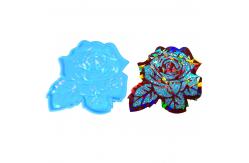 China MHC 3d Unique Resin Coasters Rose Flower Coasters Gold Holographic Silicone Resin Molds supplier