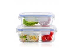 China Leak Proof 1000ml 0.8mm Borosilicate Glass Food Container supplier
