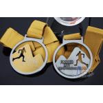 Cut Out Design Custom Award Medals , Personalised Medals With Yellow Ribbon