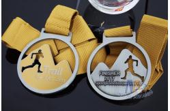 China Cut Out Design Custom Award Medals , Personalised Medals With Yellow Ribbon supplier