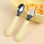 Yellow Silicone Spoon And Fork Heat Insulation silicone feeding spoon for sale