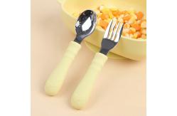China Yellow Silicone Spoon And Fork Heat Insulation silicone feeding spoon supplier