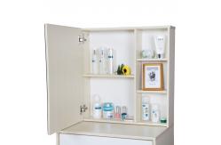 China Particle Board Bedroom Makeup Vanity Set White With Mirror / Hidden Cabinet supplier