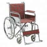 Solid Castor Armrest Lightweight Portable Wheelchair For Hospital Use Red Cloth Seat 75kg for sale