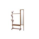 China Movable Soild Wood Coat Coat Hanger Stand With Turning Mirror / Shelves manufacturer