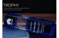 China Blue K9 Crystal Trophy Cup Big Competitions Use With 3D Laser Engraving Logo supplier