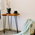 52.5cm Height FEDEX Triangle Iron Wood Coffee Table Chinese Fir Board for sale
