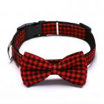 China Plaid Style Pet Training Collars Bow Tie Adjustable Custom Cat Dog Collar for sale