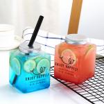ISO14001 500ml Square Plastic Beverage Bottles Bubble Tea And Soda for sale