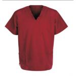 155 GSM Dull Red V Neck Short Sleeve Dull Red Medical Uniform Scrubs Antimicrobial for sale