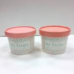 Printed Paper Ice Cream Cups 16 Oz Customized With Lids Food Grade Paperboard for sale