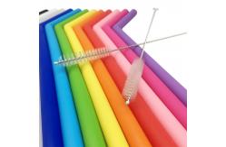 China Foldable Degradable Reusable Straws Bpa Free Smoothie Straws With Cleaning Brush supplier