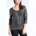 WOMEN'S 100% ACRYLIC FOIL PRINT CABLE KNITTED SWEATER for sale