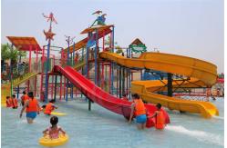 China Playground Children Splash Zone Water Slide Anti UV ISO TUV ROHS Certification supplier