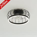 1stshine LED Modern Design Black Flush Mount Ceiling Fan with Remote Control Switch