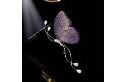 China Customizable Side-Profile Butterfly Brooch - Lavender Gradient Wings & Silver Vine Elegance supplier