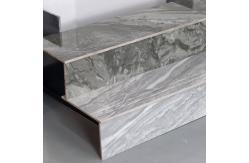 China Non Slip Stairs Glazed Tiles Light Gray Marble Look Design Staircase Tiles supplier