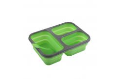China 3 Compartment Lunch Containers 350mL 650mL Silicone Foldable Lunch Box supplier
