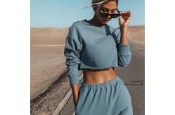 China Fashion Long Sleeve Round Neck Cotton Polyester Crop Top supplier