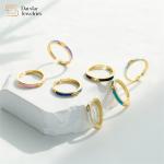 Brass 18k Colorful Enamel Women Diamond Rings Adjustable Narrow Stacking for sale