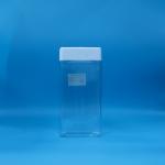 Easy Open Transparent Food PET square Plastic Candy cookies Jar White Plastic Lid for sale