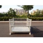 1000Kg White Foldable Wire Mesh Pallet Cage Warehouse Stillages Trolley With Wheels