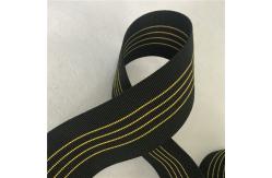 China Yellow Lines Upholstery Seat Webbing , 90g/M Elastic Furniture Straps supplier