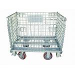 Zinc Finish Rigid Rolling Wire Mesh Cage With Foot Brakes / Castors for sale