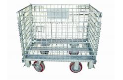 China Zinc Finish Rigid Rolling Wire Mesh Cage With Foot Brakes / Castors supplier