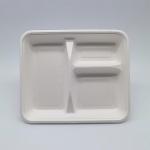 Square Lunch Biodegradable Sugarcane Bagasse Plates 3 Compartment for sale
