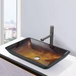 Gradient Brown Glass Bathroom Wash Basins Non Porous Dynamic Vessel Sink Tempered Glass for sale