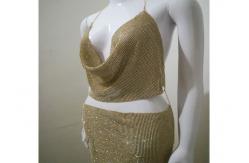 China Decorative 4mm Sequin Mesh Fabric Fashionable Non Flammable Table Cloth supplier