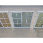 Stained Glass UPVC Sliding Window And Door With Plastic Grill