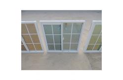 China Stained Glass UPVC Sliding Window And Door With Plastic Grill supplier