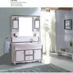China 120cm Wide PVC Floor Mounted Bathroom Cabinets With Double Basin And Mirror for sale