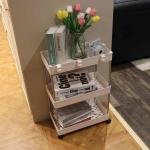 Folding Waterproof Kitchen Storage Trolley , Multifunction Rolling Cart Organizer