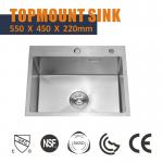 Farmhouse Topmount Stainless Steel Kitchen Sink Rectangular 16 Gauge 55x45 for sale