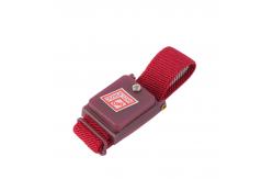 China Electronic Grounding ESD Wired Antistatic Wrist Strap Red Cable Fabric Polyester supplier