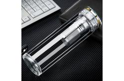 China Double Wall Thick Glass Water Bottle With Crystal Lid BPA Free Eco Friendly supplier